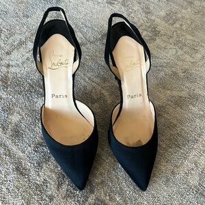 Christian louboutin/ used / black heels/ satin/ size 38